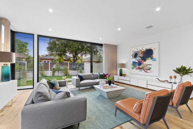 Lounge room with sofas in Caulfield.