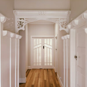 Hallway with timber floor.