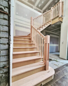 Timber staircase is installed.