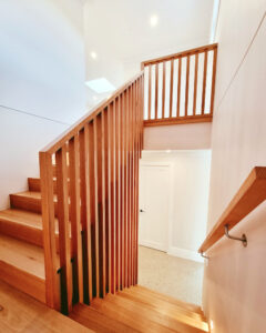 Timber staircase in the house.