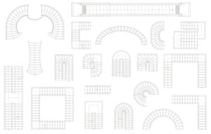 Various staircase design plans.