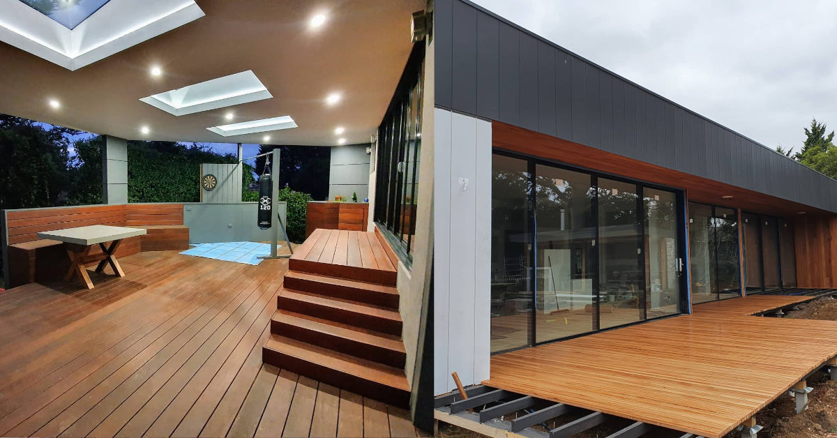 Images of outdoor deck extensions.